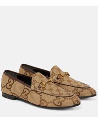 Gucci Mocassins Jordaan En Toile GG Maxi Pour - Marron