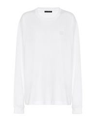 Acne White Fairview Face Cotton Sweatshirt