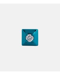 Eera Orecchino singolo Mini Small in oro 18kt con diamante - Blu