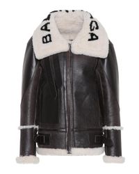 Balenciaga Leather The Bombardier Shearling Jacket in Brown,White (Brown) -  Lyst