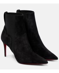 Christian Louboutin Chelsea Chick Suede Ankle Boots - Black