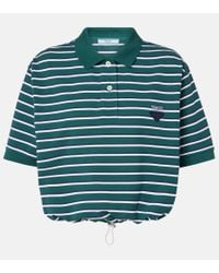 Prada Striped Piqué Polo Shirt in Blue | Lyst Prada Striped Piqué Polo Shirt in Blue | Lyst
