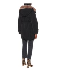 Moncler Black Lagopede Fur-trimmed Down Coat