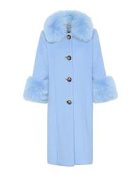 Abrigo de lana con pelo Yvonne Saks Potts de color Azul | Lyst