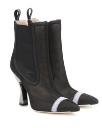 Mujer Fendi Biker Botín de estilo motero de piel negra | Botas y botines *  Freekay