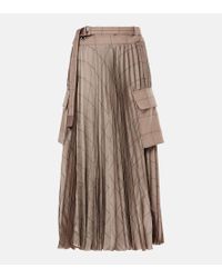 Sacai X Carhartt Wip Pleated Midi Skirt in Brown | Lyst Sacai X Carhartt Wip Pleated Midi Skirt in Brown | Lyst