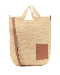 Tote Slit de rafia con piel Loewe de Cuero de color Neutro | Lyst