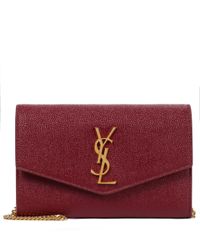Saint Laurent Uptown Leather Clutch in Red - Lyst