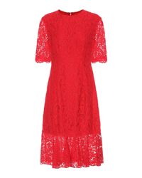 Vestido de encaje Longuette Carolina Herrera de color Rojo - Lyst