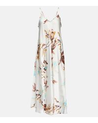 Max Mara Giava Floral Silk Midi Dress - White