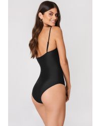 NA-KD Black Swimwear Straight Neckline Swimsuit