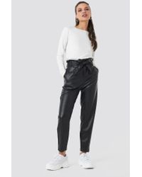 black pu paperbag trousers