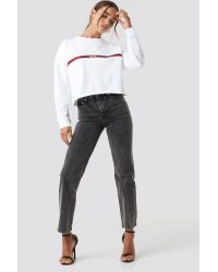 graphic raw cut hem sweatshirt