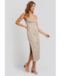 satin dress beige