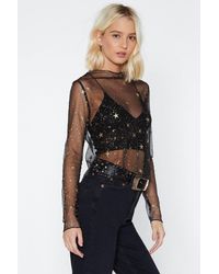 black mesh top with stars