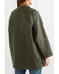 Barbour Alexachung Edith Corduroy-trimmed Waxed-cotton Jacket in Dark Green  (Green) - Lyst