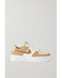 Nike Denim Air Force 1 Pixel Mesh-trimmed Suede And Leather Sneakers in  Beige (Natural) - Lyst