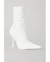 white leather sock boots