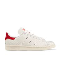 Lyst - Adidas Originals Stan Smith Suede-trimmed Laser-cut Leather ... adidas Originals