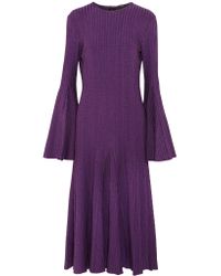 Ellery Purple Conrad Ribbed Stretch-knit Midi Dress