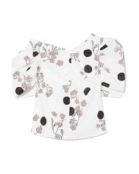 Isa Arfen One-shoulder Ruched Printed Cotton-poplin Blouse White