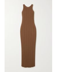 TotÃªme Synthetic Ribbed Jersey Midi Dress in Brown - Lyst