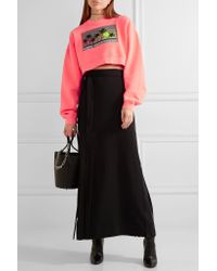Alexander Wang Multicolor Woman Cropped Intarsia Knit-paneled French Cotton-terry Sweatshirt Bubblegum