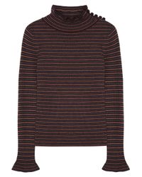 See By Chloé Striped Wool Sweater in Dark Brown (Brown) | Lyst