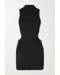 Leslie Amon Synthetic Phoebe Cutout Seersucker Mini Dress in Black ...