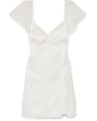 MaisonCléo White Christine Georgette-trimmed Silk-satin Mini Dress