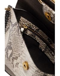 Isabel Marant Gray Sinky Whipstitched Snake-effect Leather Shoulder Bag