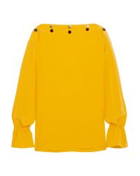 Emilio Pucci - Yellow Studded Silk Crepe De Chine Blouse - Lyst