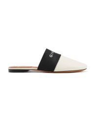 Givenchy Bedford Logo-print Elastic And Leather Slippers in White 