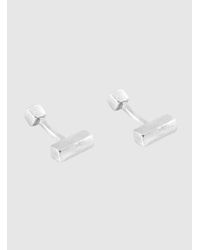 Anchor & Crew Metallic Faris Square Silver Cufflinks for men