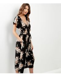 new look black floral jumpsuit
