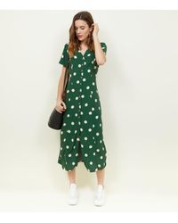 New Look Green Spot Midi Dress Sale ...
