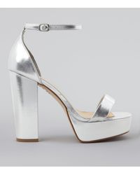 wide fit silver platform heels
