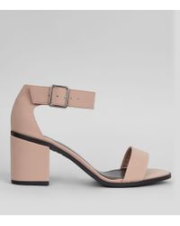 pale pink block heel sandals