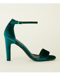 teal block heel sandals
