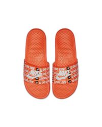 Nike Benassi Just Do It Print Men's Slide Sandal in Orange/White (Orange)  for Men - Lyst