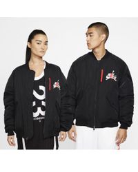 Nike Satin Jordan Wings Ma-1 Jacket in Black for Men | Lyst