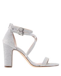 silver grey block heels