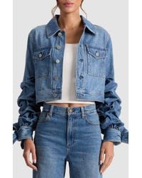 【Alice+Olivia】LANDON チェーン クロップド デニムジャケット Alice+Olivia】LANDON チェーン クロップド デニムジャケット