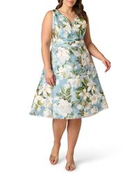 Adrianna Papell Floral Jacquard High-Low Dress in Blue | Lyst