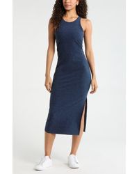 Zella Effortless Square Neck Midi Dress in Black | Lyst