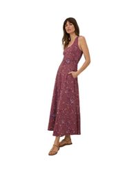 Pact Organic Cotton Fit & Flare Open Back Maxi Dress in Blue | Lyst