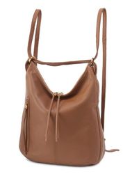 HOBO Genuine Leather Betta Convertible Adjustable Sling Backpack in Cognac Brown Hobo Brown Betta Backpack main image 2