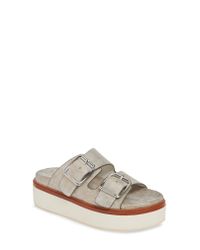 J/Slides Bowie Platform Slide Sandal in Bronze Metallic Suede (Metallic) - Lyst