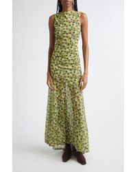 open lace back dress ALINA - Open-back ruched maxi jersey dress by SIEDRÉS