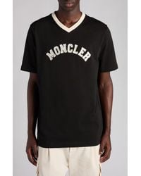 Moncler V-neck T-shirt in Black for Men | Lyst